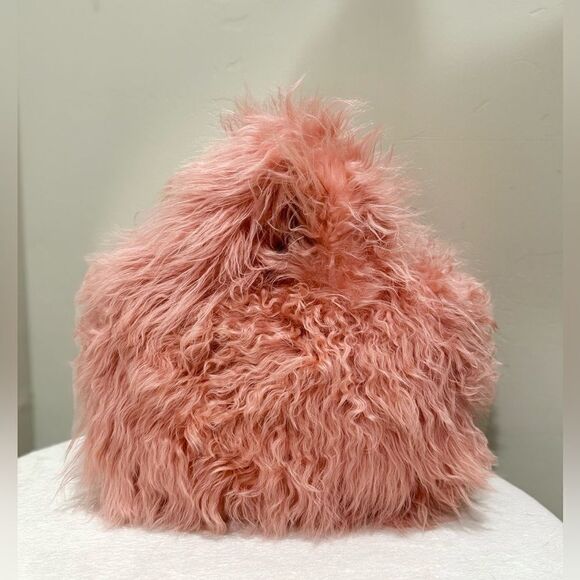 Flamingo Pink Real Curly Shearling Handmade Top HandleBag/Shoulder Bag/Crossbody - Picture 2 of 16